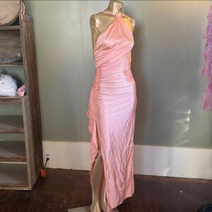 Chic One-Shoulder Pink Dress